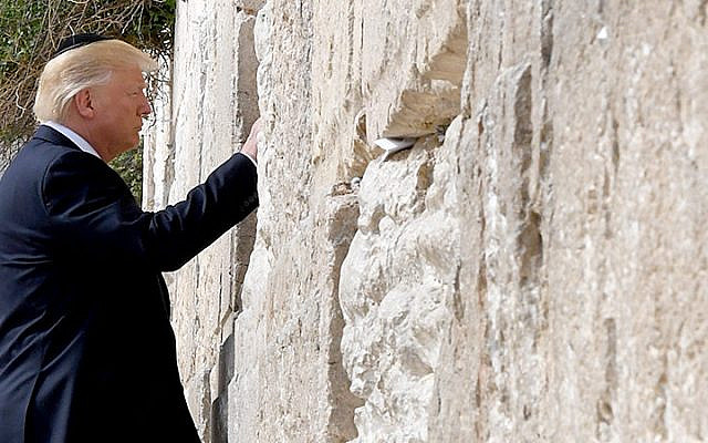 POTUS visit the Western Wall, accompanied by the Western Wall's rabbi, Shmuel Rabinovitz and Mordechai "Solly" Eliav, Director General of the Western Wall Heritage Foundation. Jerusalem, May 22, 2017
Photo credit: Matty Stern/U.S. Embassy Tel Aviv POTUS visit the Western Wall, accompanied by the Western Wall's rabbi, Shmuel Rabinovitz and Mordechai "Solly" Eliav, Director General of the Western Wall Heritage Foundation. Jerusalem, May 22, 2017
Photo credit: Matty Stern/U.S. Embassy Tel Aviv
