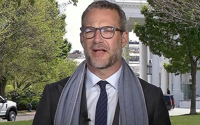 US hostage envoy Adam Boehler speaks with Al Jazeera in an interview aired on April 17, 2025. (Times of Israel liveblog/YouTube screenshot)
