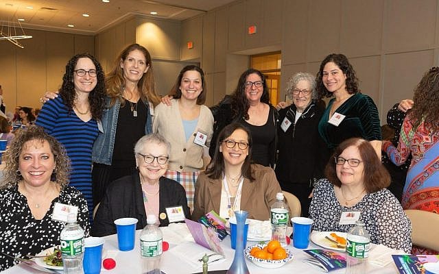 Standing L to R: JoAnne Ovadia, Mara Weiner, Sarah Moreno, Shira Shiloah, Fay Speert, Becca Speert; Sitting L to R: Jodie Simeone, Barbara Goldstein (my mom), Sara Resnick, Michele Greenwald. Photo courtesy of the author.