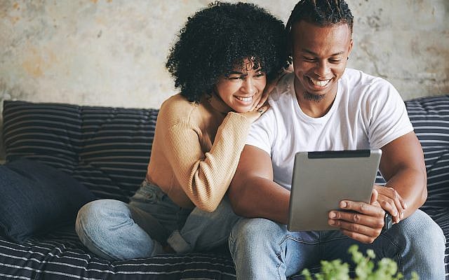 Illustrative: Couple learn relationship skills with Yodi app (Envato licensed image)