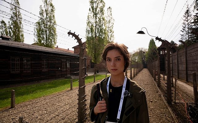 Author Sarah Maria Sander at the March of the Living in the former Auschwitz concentration camp. Credit: Alon David