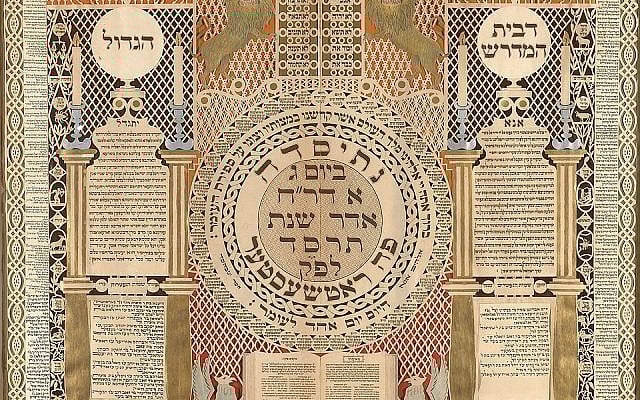 'Memorial Tablet and Omer Calendar,' Baruch Zvi Ring, 1904. (Wikipedia)