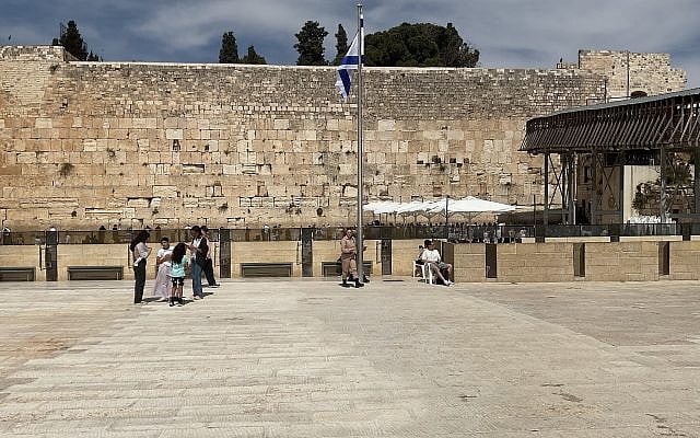 The Western Wall today.  Only he bottom seven courses are from the Second Temple era. (Photo by author)