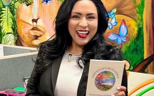 Dr. Deborah Villanueva’s work featured in Covenant of Justice: Prayers, Poems, and Meditations from Women of Reform Judaism, including two poems and a prayer. Photo courtesy of the author.