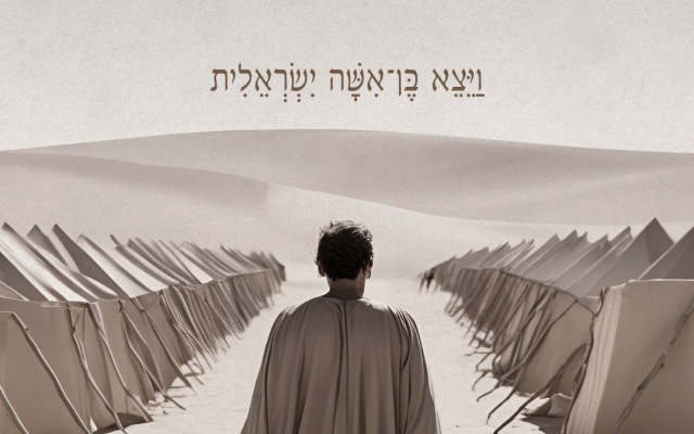 Vayetze ben isha Yisraelit. Image by Ruthie Hollander using Canva elements.