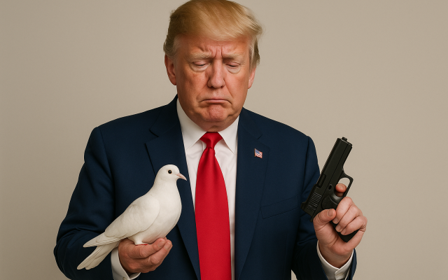 Trump torn between a dove of peace and a gun