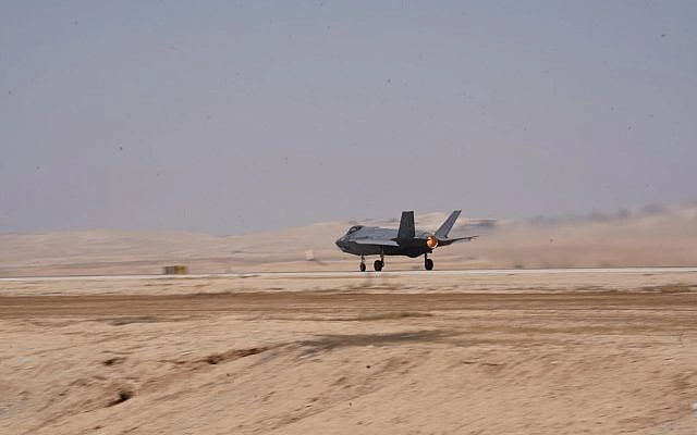 Israeli Air Force F-35I fighter jets depart for strikes in Iran, June 13, 2025. (Israel Defense Forces)