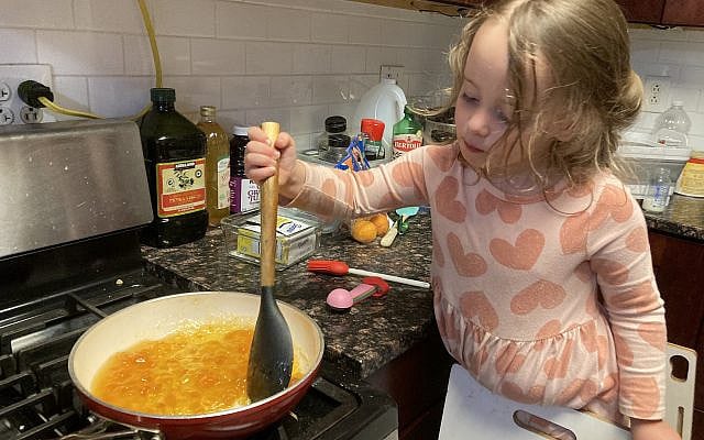 Melting apricot jam into a sauce. The magic of cooking!