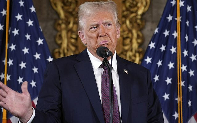 President-elect Donald Trump speaks during a news conference at Mar-a-Lago, Tuesday, Jan. 7, 2025, in Palm Beach, Fla. (AP Photo/Evan Vucci)