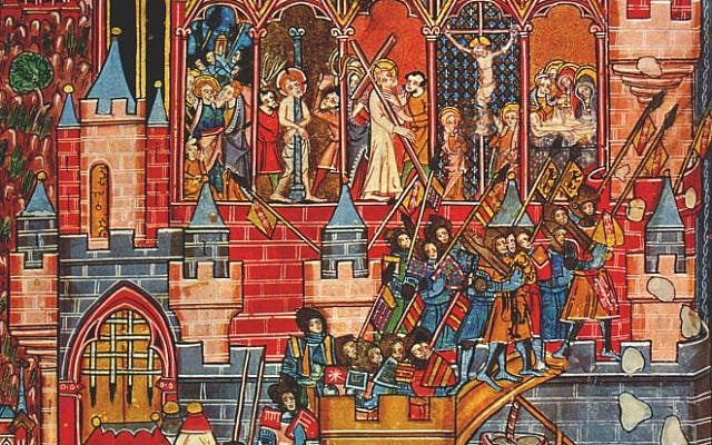 13th century miniature of the Crusaders' Siege of Jerusalem. Public domain - via Wikipedia