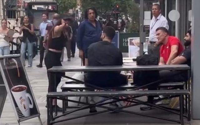 Captured here: The woman pointing and shouting antisemitic slurs at my friend outside a kosher bakery in London on July 17th, 2025.