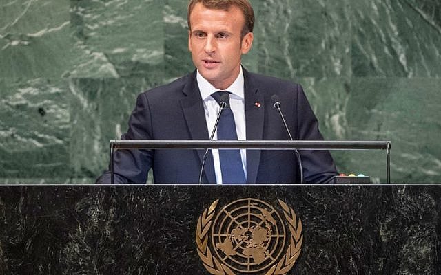 Emmanuel Macron addressing the United Nations General Assembly. For Macron, the global stage remains his strongest refuge from domestic turmoil. (Photo: UN Photo/Cia Pak)