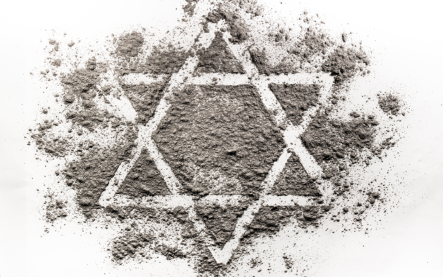 David star shape, jew and Israel symbol made of ash, dust, sand (Shutterstock)