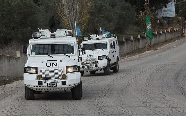 United Nations Interim Force in Lebanon (UNIFIL) vehicles patrol a road in the southern Lebanese region of Marjayoun, near the border with Israel, on November 29, 2024. (AFP)