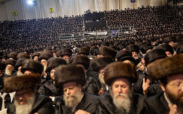 Illustrative: Tens of thousands of Ultra-Orthodox Jews of the Belz Hasidic Dynasty take part in the wedding ceremony of the grandson of the Belz Rabbi in Jerusalem on May 29, 2018. Photo by Aharon Krohn/Flash90