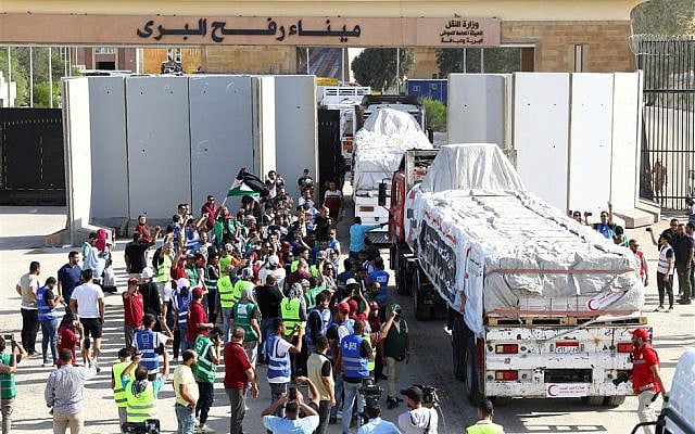 Aid Truck Entering the Gaza Strip.