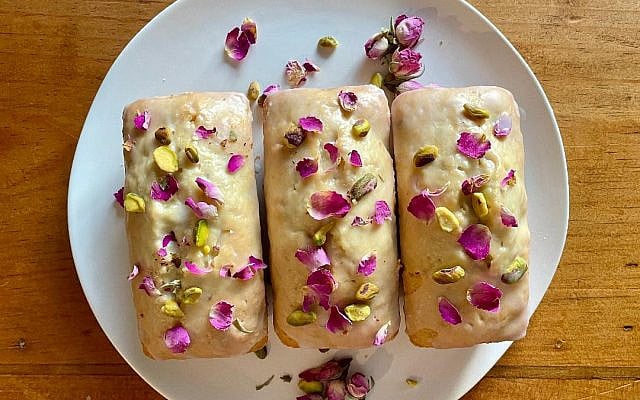 Saffron Rosewater Pistachio Cake photo credit: Faith Kramer (author).