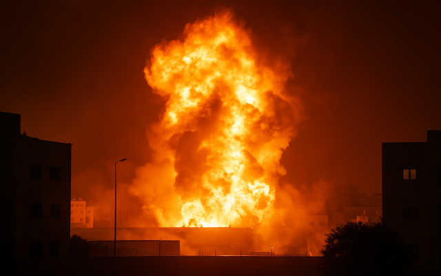 (Generated image of explosion in Doha)