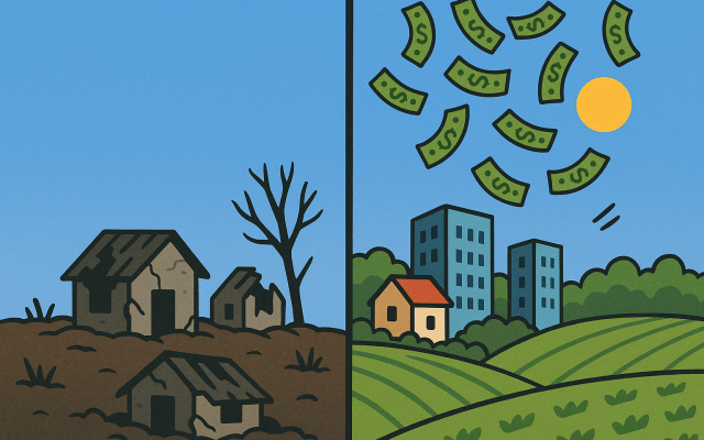 Gaza (right) is to be rebuilt with international funds, Israel?