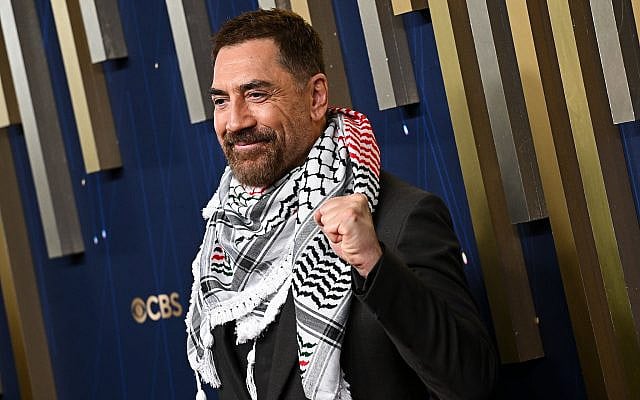 Javier Bardem arrives at the Emmy's, wearing a keffiyeh. (via X)