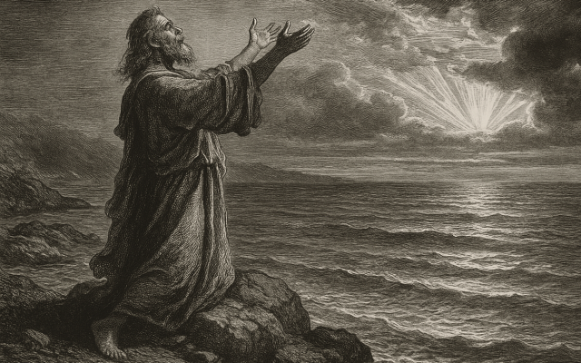 Jonah after rescue at sea. Image courtesy of ChatGPT.