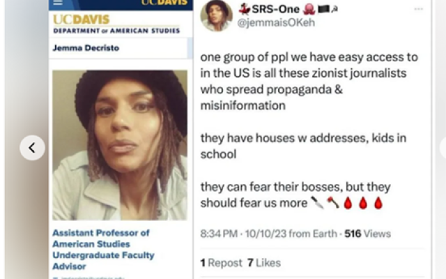 Screenshot is from Professor Jemma Decristo’s posting on X (formerly Twitter) in October 2023. It was deleted within a few days of its original posting.