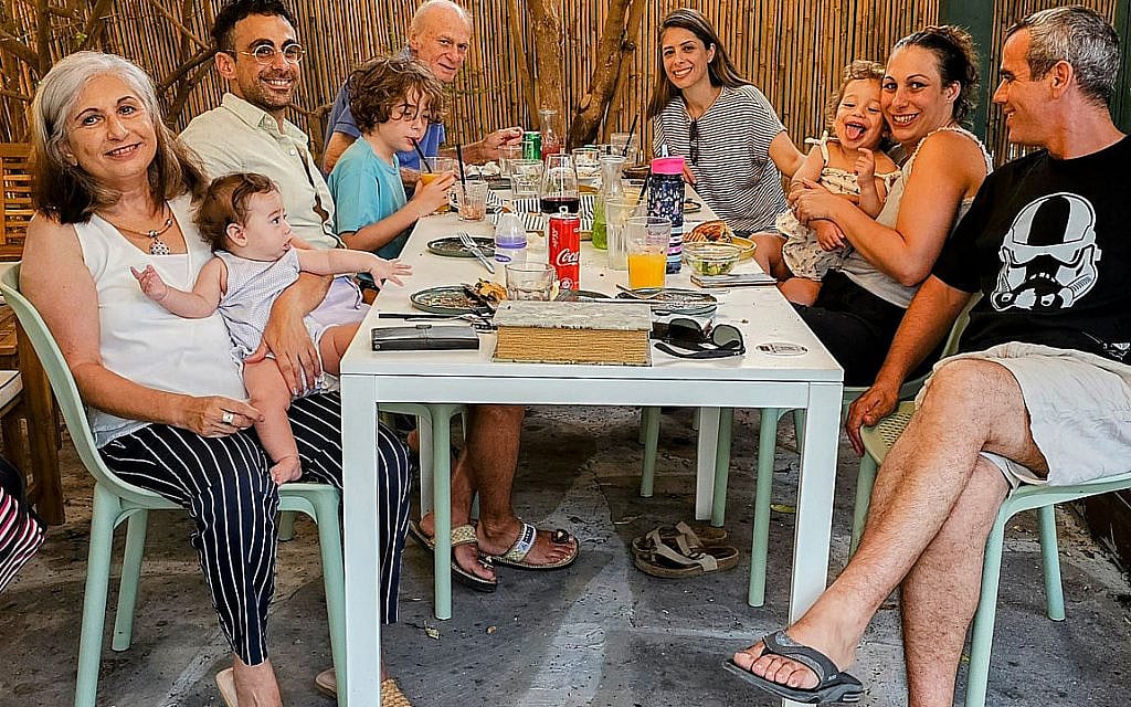 The author’s family in Sderot on September 5, 2023, a month before the October 7 attack. On the right is Omri Miran, who is still held hostage by Hamas (Moshe Emilio Lavi)