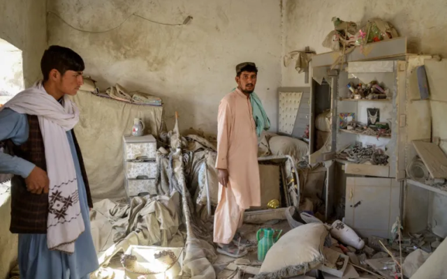In Afghanistan’s Kandahar province, residents inspect a home destroyed by a Pakistani airstrike during cross-border clashes in Spin Boldak, October 2025. (Sanaullah Seiam / AFP) In Afghanistan’s Kandahar province, residents inspect a home destroyed by a Pakistani airstrike during cross-border clashes in Spin Boldak, October 2025. (Sanaullah Seiam / AFP)