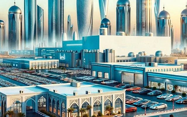 Image: From humanitarian aid to electric vehicle production — the American “Gaza 2035” vision proposes an industrial future for northern Gaza. (AI-generated rendering; Israel PMO)