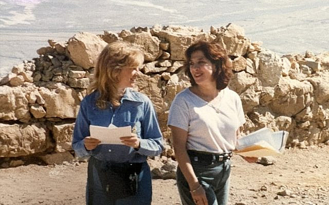 The author pictured in 1996 on Hadassah's first Young Leaders Mission to Israel with Debby Mazon, now Hadassah American Affairs Advocacy Co-Chair, on the heights of Masada during their "Moment" project presentation on the topic of what it must have been like to be a mother experiencing the anguish of losing a child in the siege of Masada in 72-73 CE.
