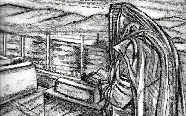 Morning Prayer in Morocco (2023) - Bonnie K. Goodman -
Charcoal and graphite on paper.
A rabbi greets the dawn in devotion — drawn from a photograph, yet rendered through spiritual immediacy. Created from distance, the work explores faith, memory, and artistic presence beyond geography. Morning Prayer in Morocco (2023) - Bonnie K. Goodman -
Charcoal and graphite on paper.
A rabbi greets the dawn in devotion — drawn from a photograph, yet rendered through spiritual immediacy. Created from distance, the work explores faith, memory, and artistic presence beyond geography.