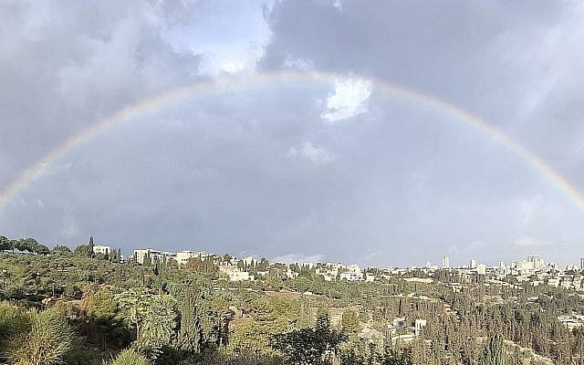 A rainbow across Jerusalem. (Photo taken by author).