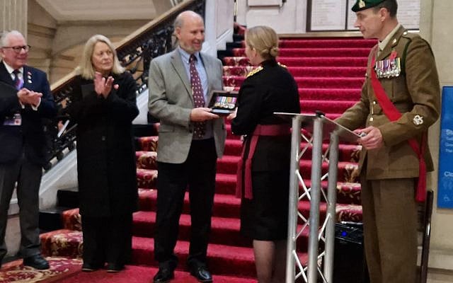 Jerry Klinger being presented with a special recognition.