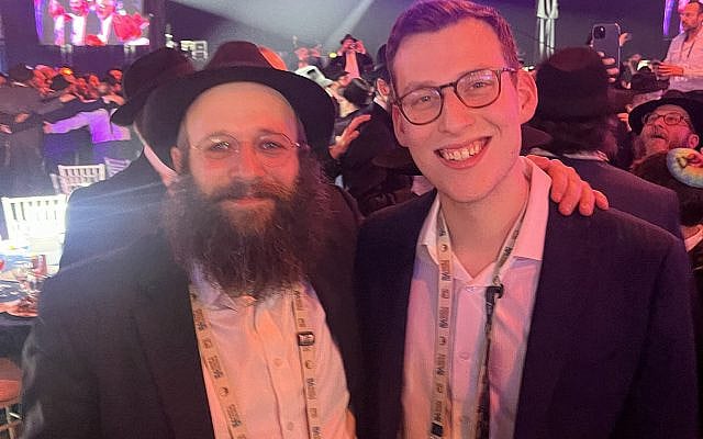 Rabbi Avremel Matusof and my son Jake at the Kinus Gala Banquet.