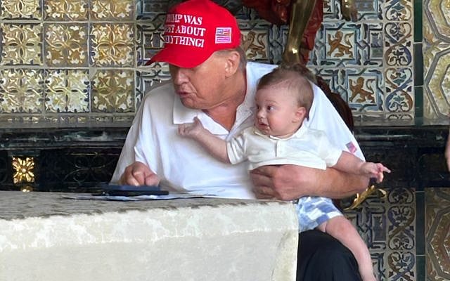 Tiffany Trump, President Donald Trump's daughter, posted a picture of Trump with his 6-month-old grandson, Alexander Trump Boulos. (via X)