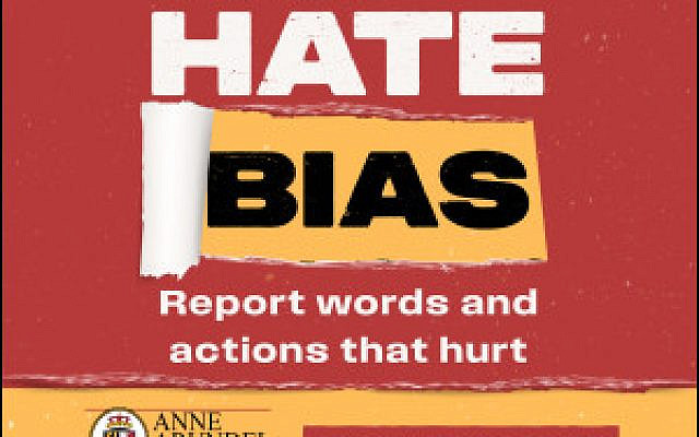 NoHateHere educational efforts from Anne Arundel County Maryland are working to stop hate of all kinds, including antisemitism. Image courtesy of AAC.