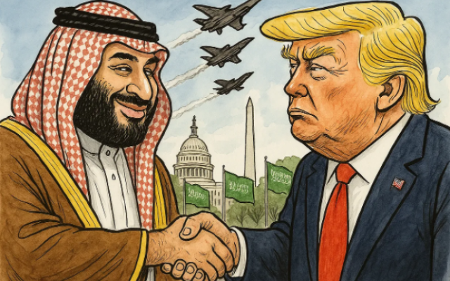 MBS and Trump shaking hands - ChatGPT