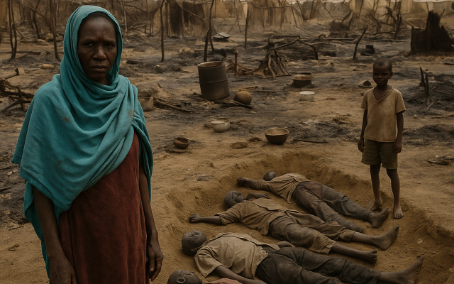 (AI Generated image, representing the crualty in Darfur)