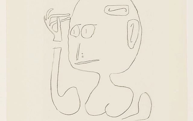 Paul Klee, "It won't go in" (1939, detail), crayon on paper on cardboard, 27 x 21.5 cm (image in the public domain).
