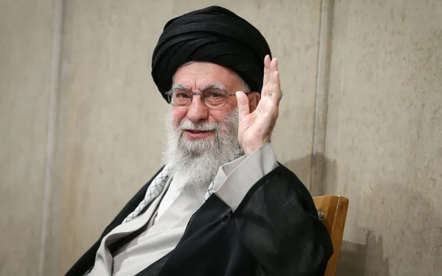 Iran's Supreme Leader Ayatollah Ali Khamenei waves during a ceremony marking the anniversary of the death of the Shiite Eighth Imam Reza, in Tehran, Iran, August 24, 2025. (Iranian Supreme Leader's Office / AFP)