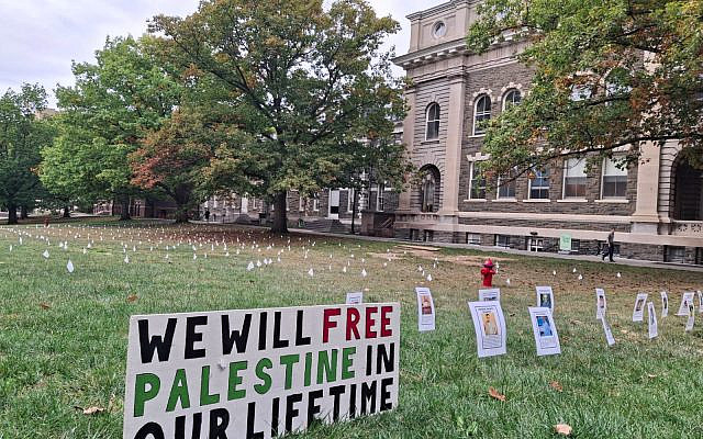An installation on Cornell’s Ithaca campus commemorating October 7, 2025.
This was a one-day installation, erected on October 7th 2025, and dismantled on the same day, or the following day.