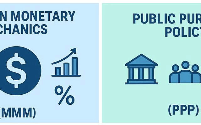 Modern Monetary Mechanics (MMM) provides the foundation; Public Purpose Policy (PPP) shapes how societies choose to use it. Image © Ivan Bassov, 2025. Licensed under CC BY 4.0.