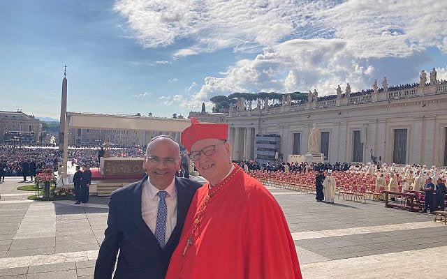 Rabbi Marans and Cardinal Dolan at the inaugural mass of Pope Leo XIV.