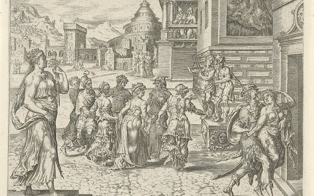 'Dinah Overpowered and Raped by Shechem' (History of Dinah and Shechem), by Harmen Jansz Muller, 16th century.