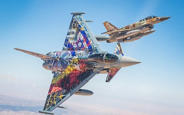 German 'Eagle-Star 2' Eurofighter Typhoon and Israeli "Sufa" (F-16I) | Photo credit: Amit Agronov, IAF