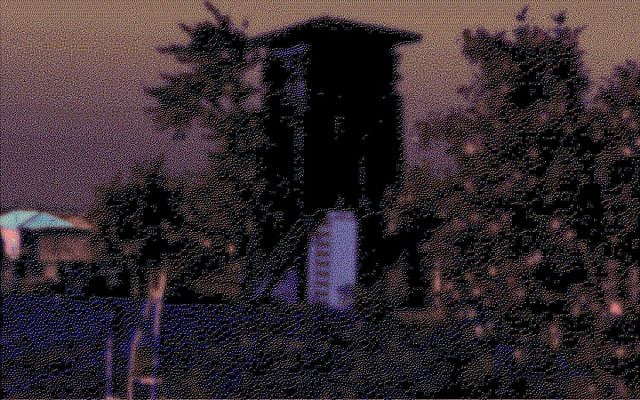 Watch Tower; image colorized and modified by the author, obtained from Wikimedia Commons, Wooden Watch Tower - Dafna In Upper Galilee-D827-068, in the public domain.