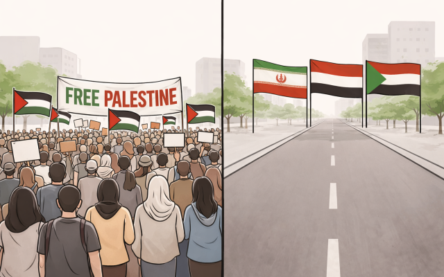 Where are the mass rallies in Cairo, Amman, Casablanca, or Doha demanding the end of clerical rule in Tehran? Where is the sustained regional outrage over Sudan’s slaughter or Yemen’s starvation? (AI generated)