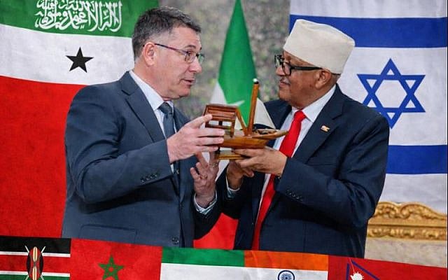 “Expanding Diplomatic Horizons: Somaliland–Israel Engagement Framed by Regional and Global Partnerships, with the Flags of Kenya, Morocco, the United Arab Emirates, India, and Nepal Symbolizing Broadening International Cooperation.”