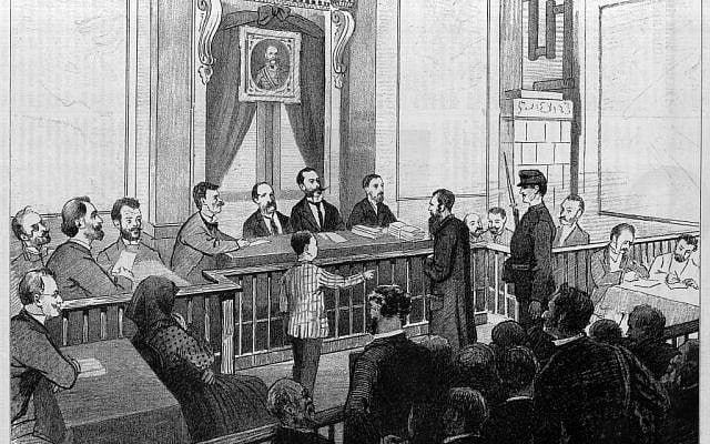 The Trial of the Tiszaeszlár Affair in 1883 (Vasárnapi Újság 1883 No. 28 - Public domain)