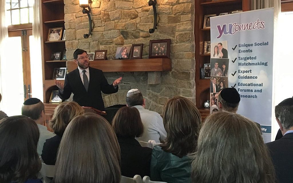 Rabbi Menachem Penner speaks at a YU Connects event in 2017. (Facebook)